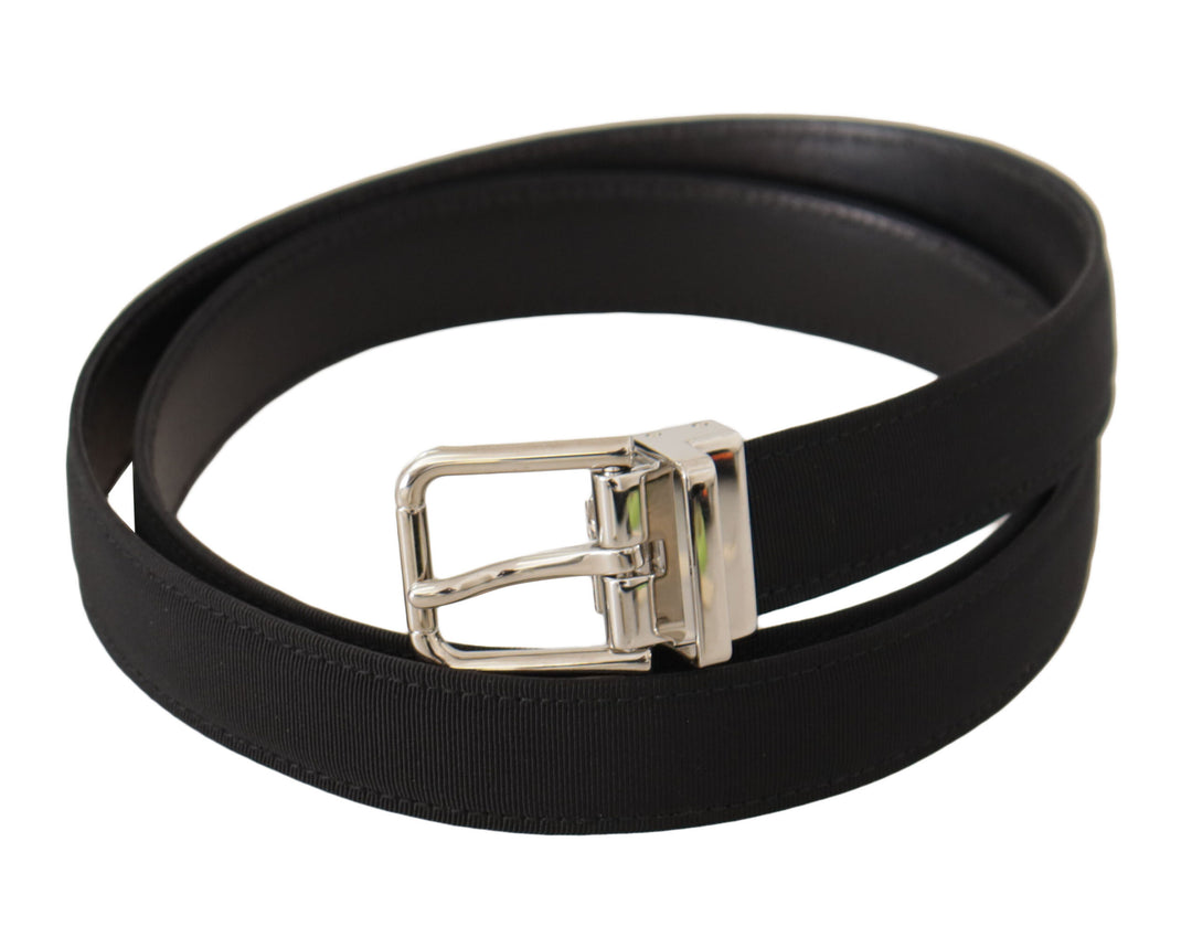 Elegant belt made of black canvas and leather
