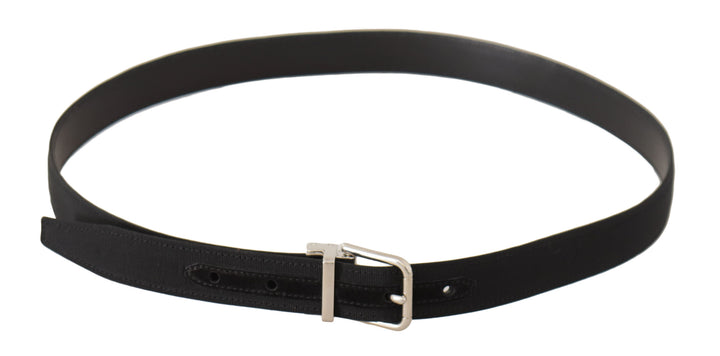 Elegant belt made of black canvas and leather