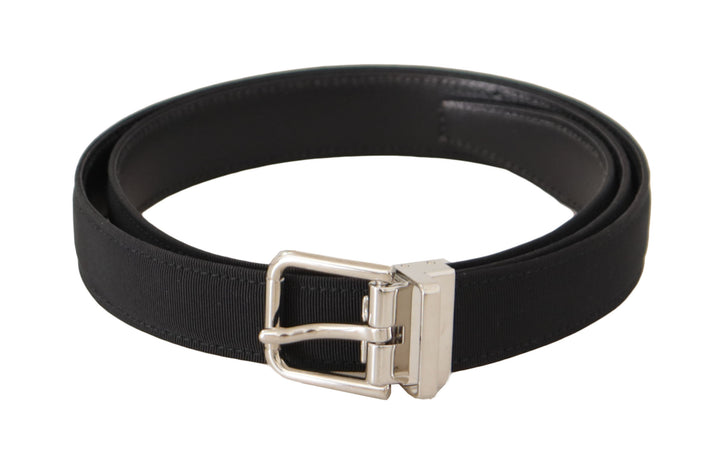 Elegant belt made of black canvas and leather