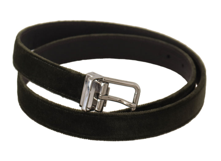 Elegant green velvet leather belt