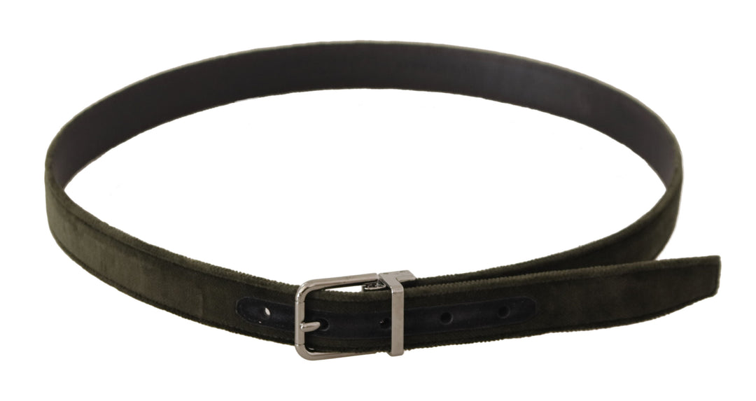 Elegant green velvet leather belt