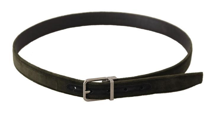 Elegant green velvet leather belt