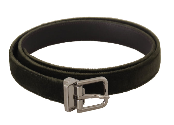 Elegant green velvet leather belt