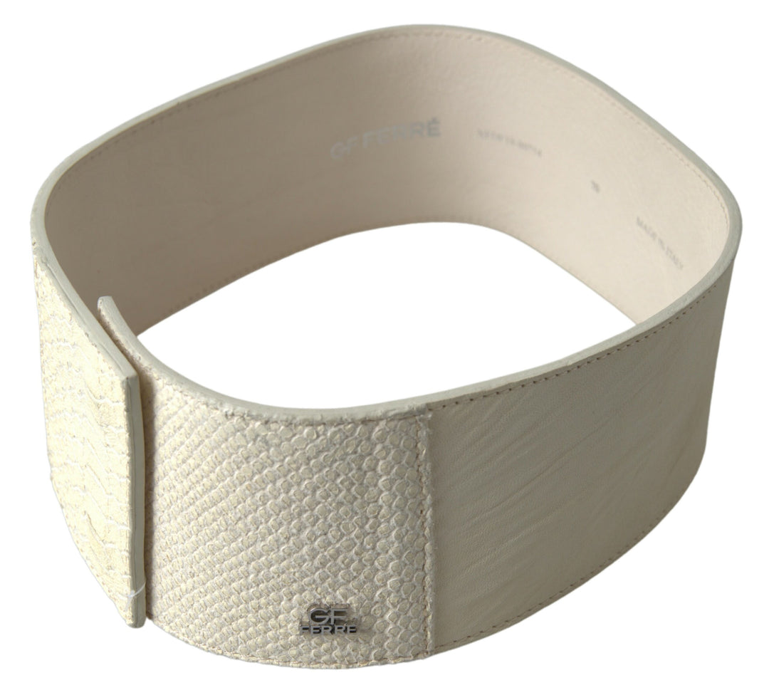 Chic white snap button fashion belt
