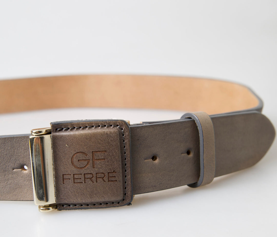Brauner Leder Mode Logo Schnalle Taille Gürtel
