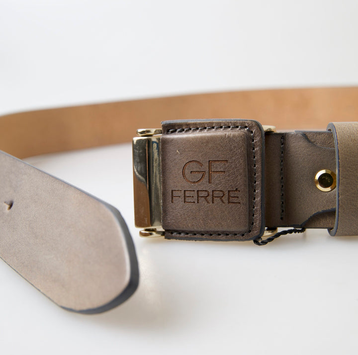 Brauner Leder Mode Logo Schnalle Taille Gürtel