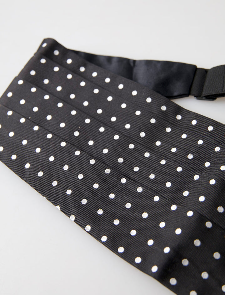 Elegant black and white dotted silk cummerbund