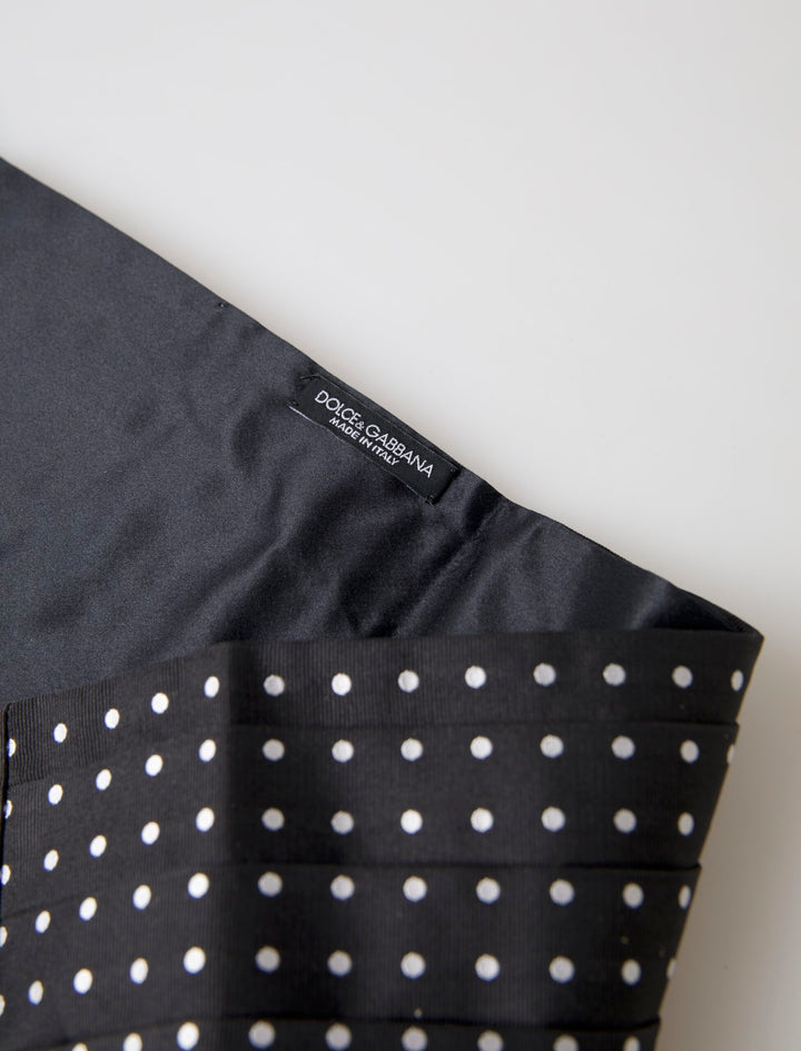 Elegant black and white dotted silk cummerbund