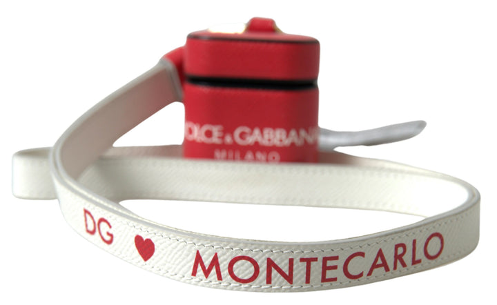 Rotes Leder Gold-Ton Metall Logo Druck Airpods Fall