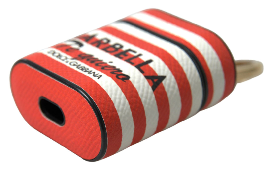 Orange Streifen Dauphine Leder Logo Strap Airpod Fall