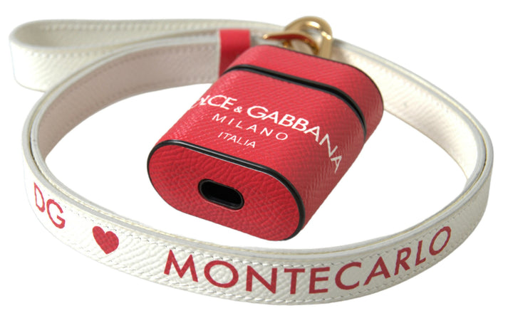 Elegant Airpods case made of red calfskin