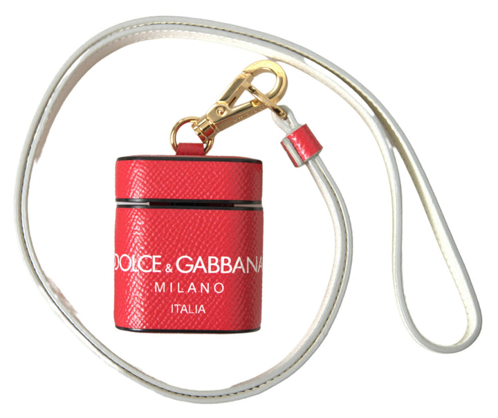 Elegant Airpods case made of red calfskin