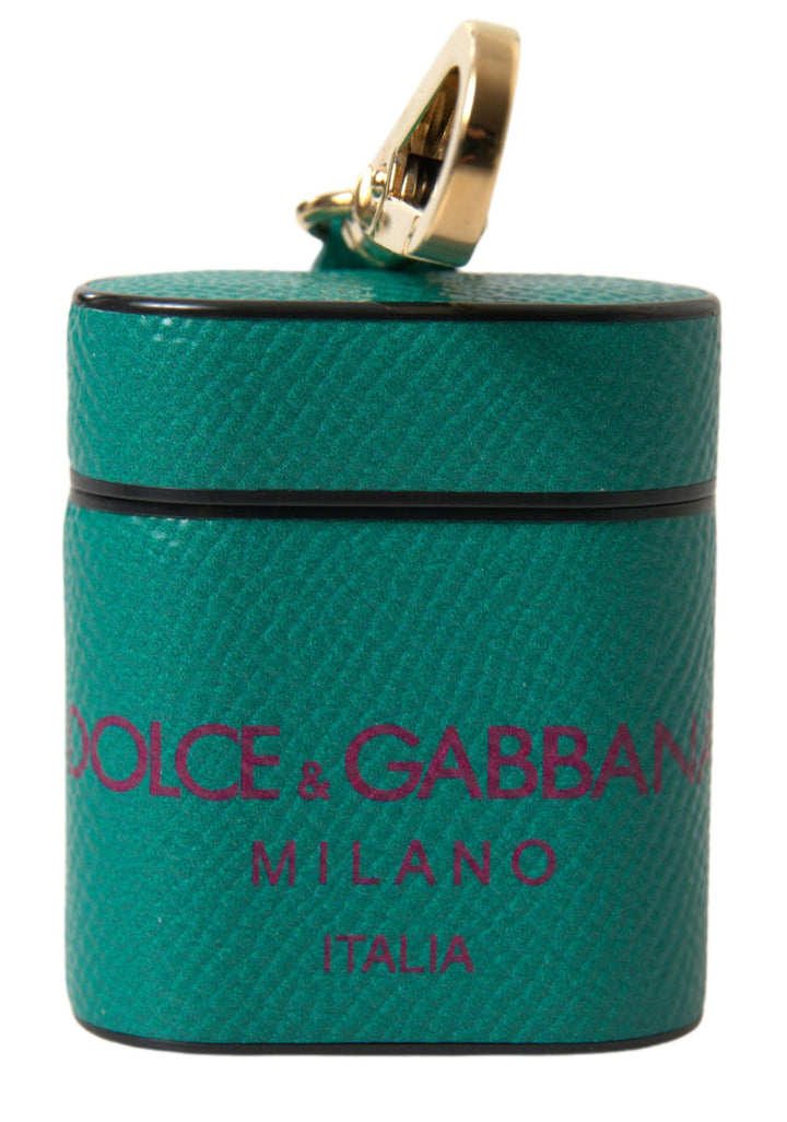 Elegant leather Airpods case in green and chestnut brown