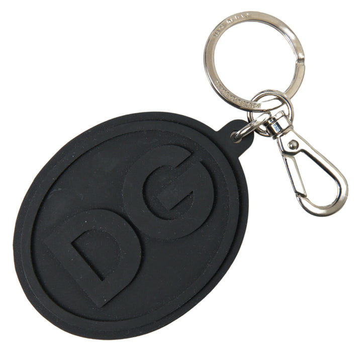 Elegant keychain made of black rubber and brass