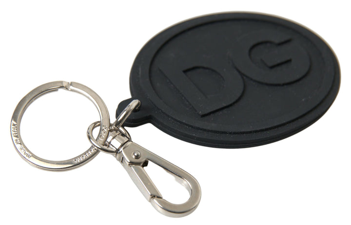 Elegant keychain made of black rubber and brass