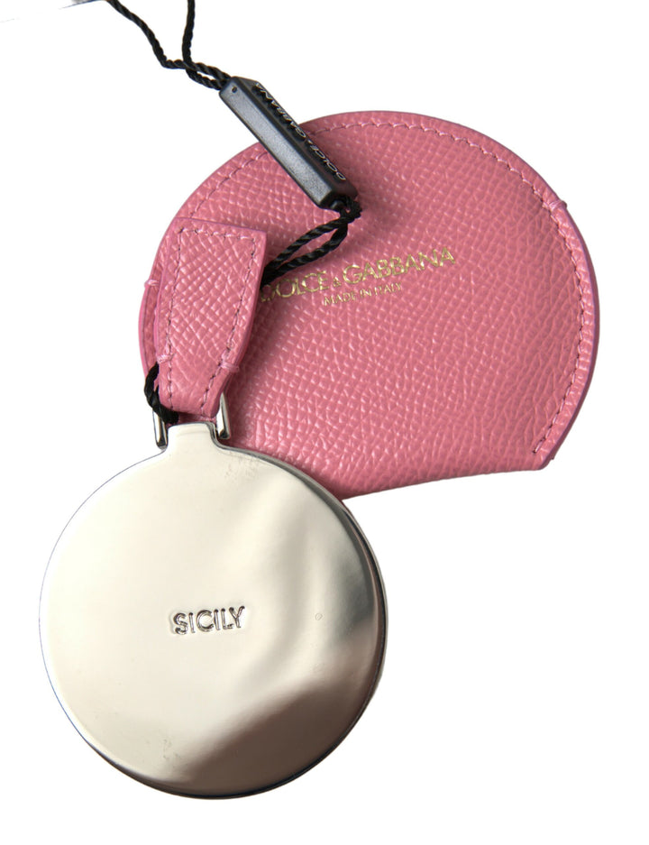 Elegant pink leather mirror holder