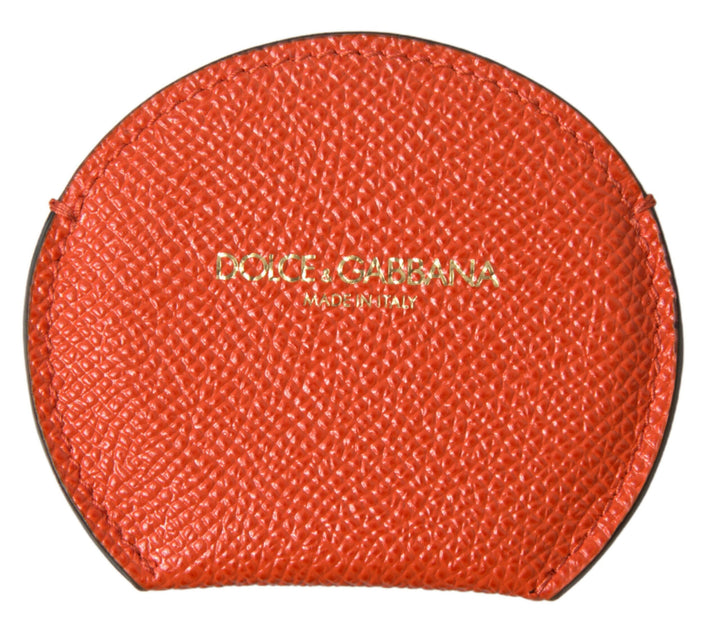 Elegant mirror holder made of orange calfskin