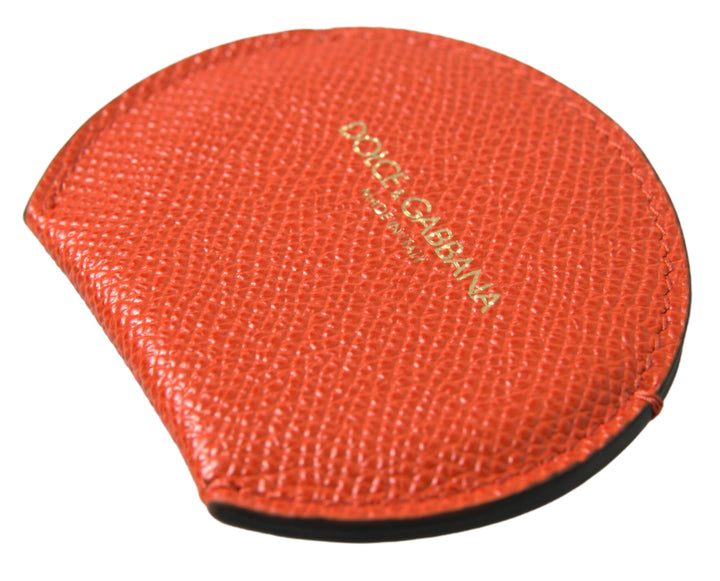 Elegant mirror holder made of orange calfskin