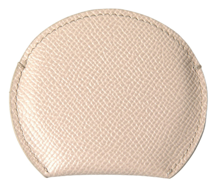 Beige Kalbsleder Rundes Logo Handspiegelhalter