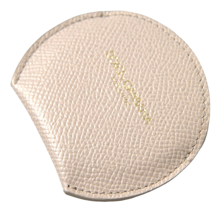 Beige Kalbsleder Rundes Logo Handspiegelhalter