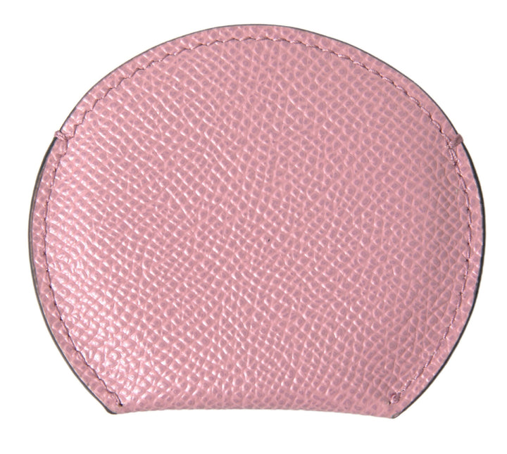 Elegant pink leather hand mirror holder