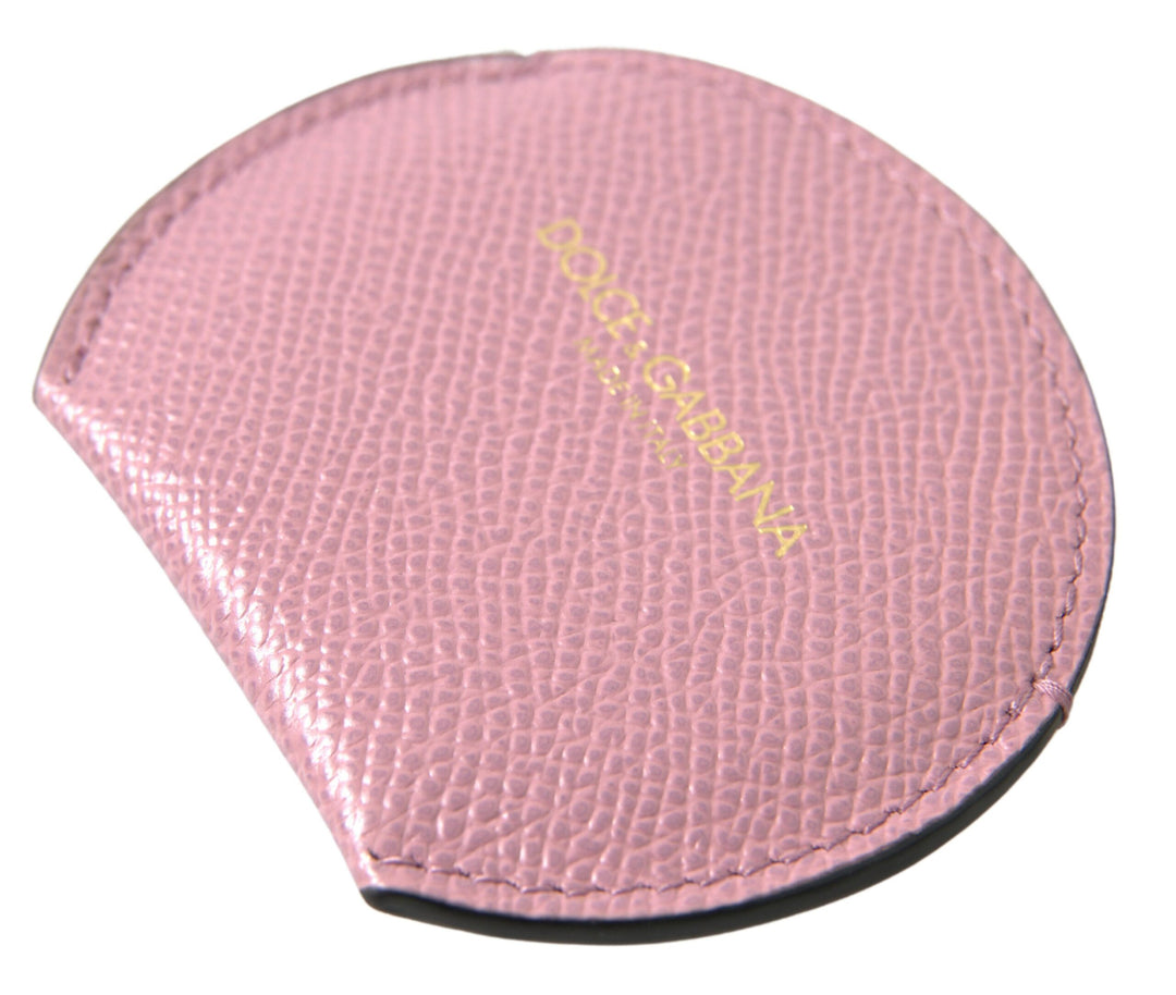Elegant pink leather hand mirror holder
