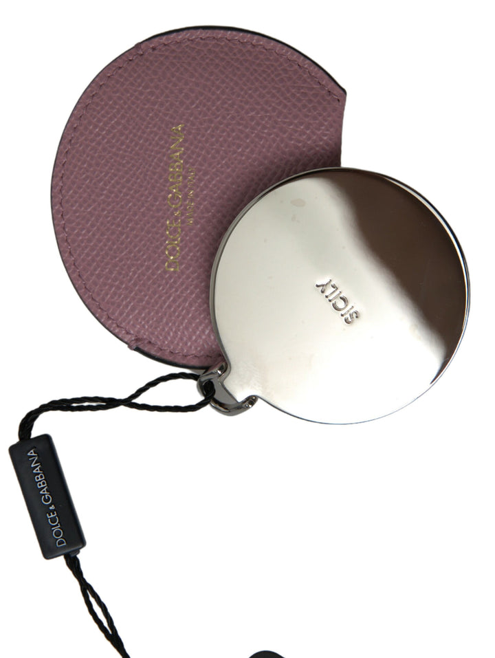 Elegant pink leather hand mirror holder