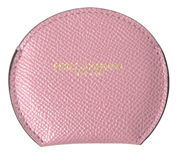 Elegant pink leather hand mirror holder