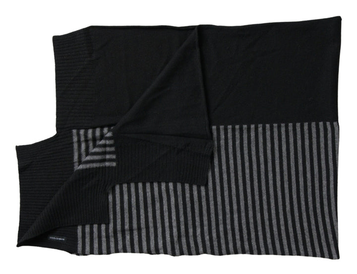 Elegant striped men's scarf made of wool blend