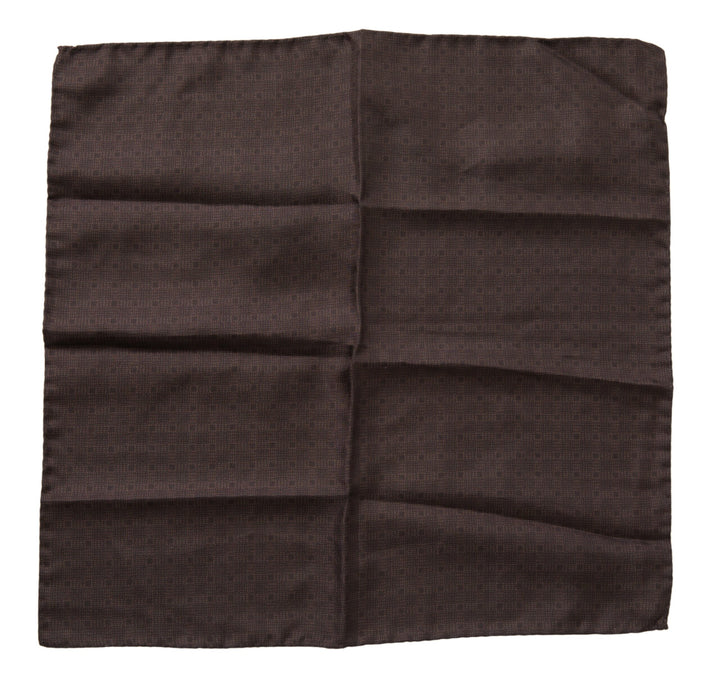 Elegant square silk scarf for men in rich brown