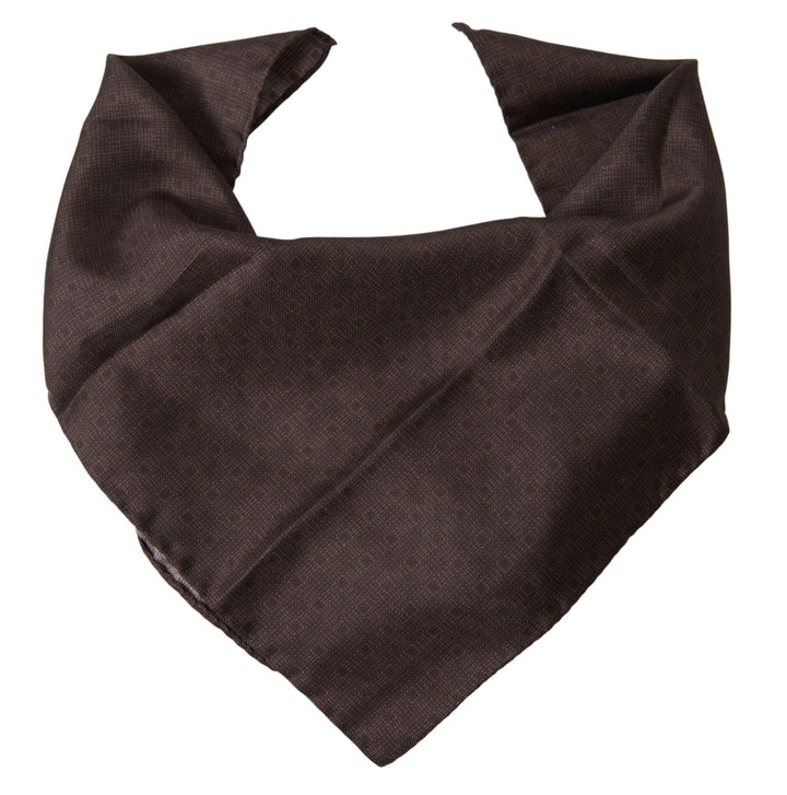 Elegant square silk scarf for men in rich brown