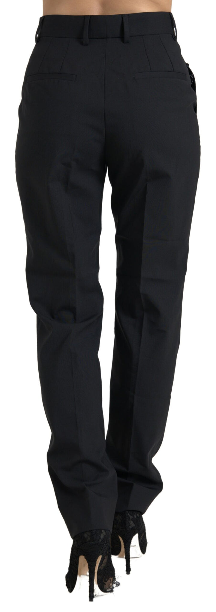 Elegant tailored wool trousers with high waist