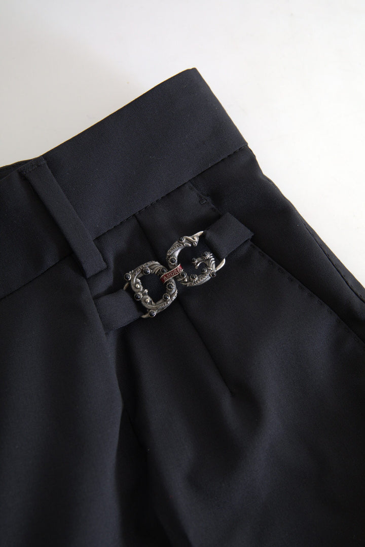 Elegant tailored wool trousers with high waist