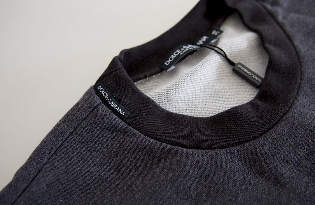 Dunkelgrauer Pullover mit Rundhalsausschnitt aus Baumwolle