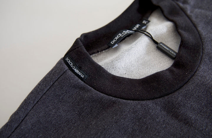 Dunkelgrauer Pullover mit Rundhalsausschnitt aus Baumwolle