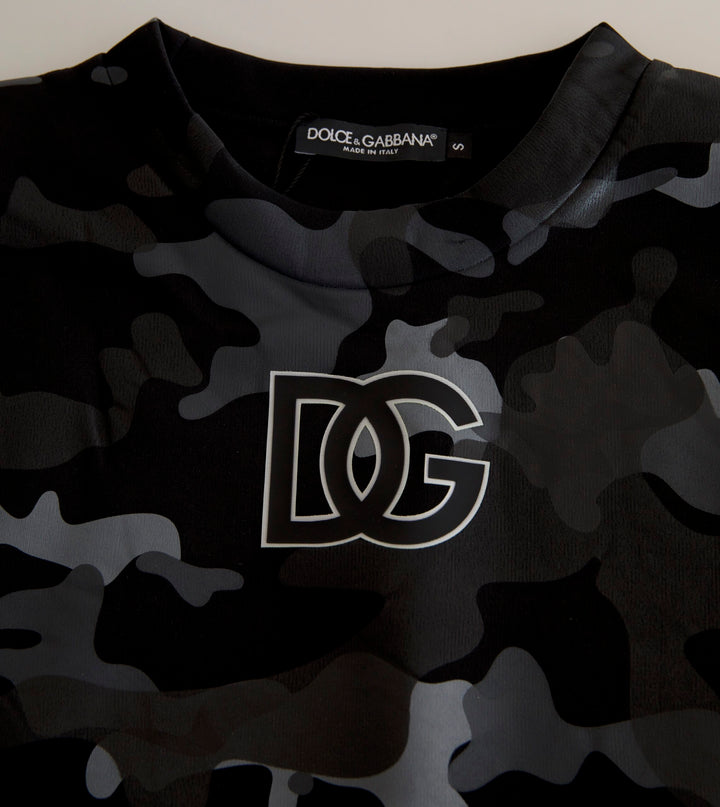 Schwarzes Camouflage Rundhals-Sweatshirt Pullover