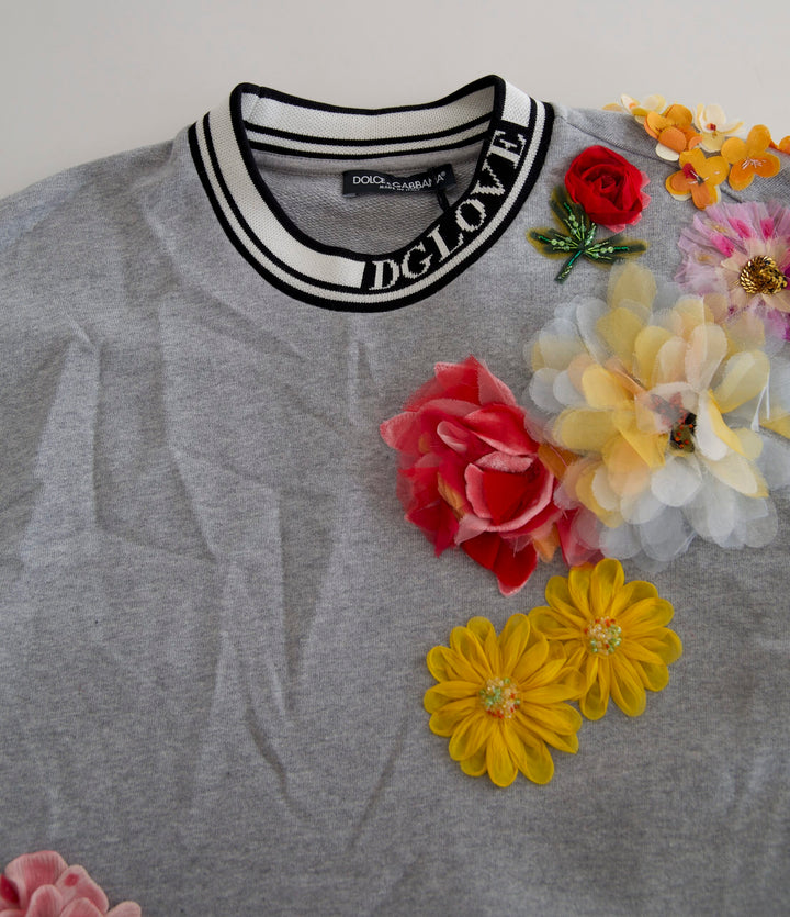 Grauer DG Amore Queen Pullover mit Blumenmuster