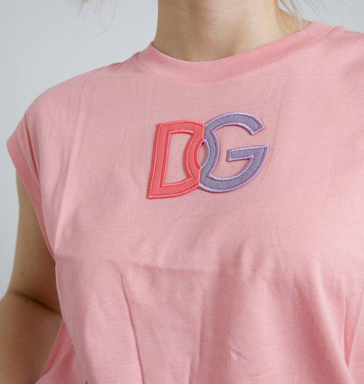 Elegant pink cotton top with round neck