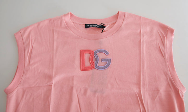Elegant pink cotton top with round neck