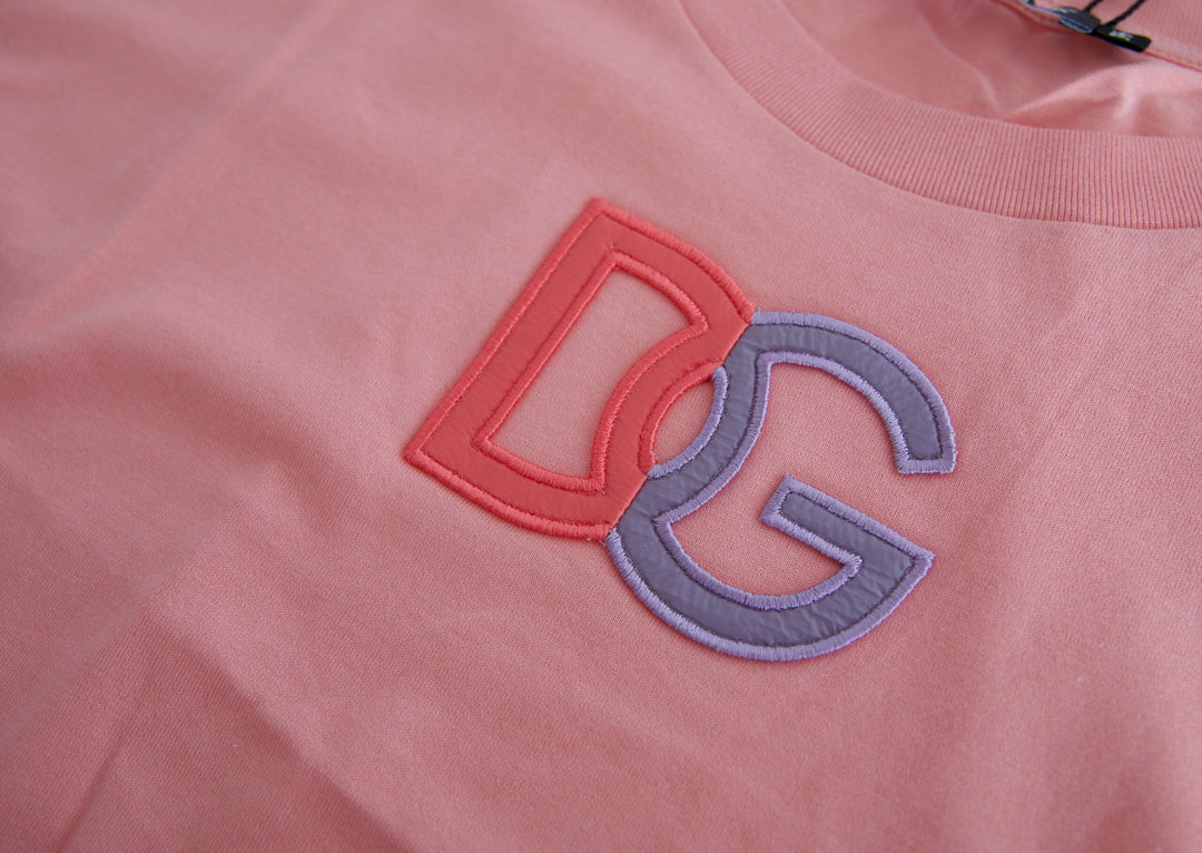 Elegant pink cotton top with round neck