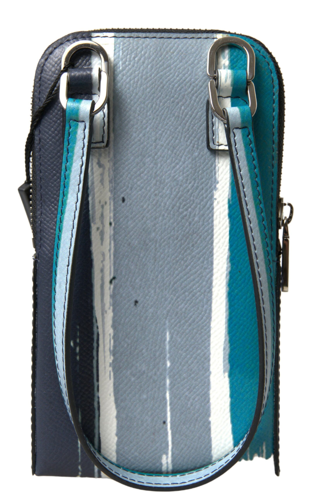 Elegant leather crossbody phone bag in blue &amp; white