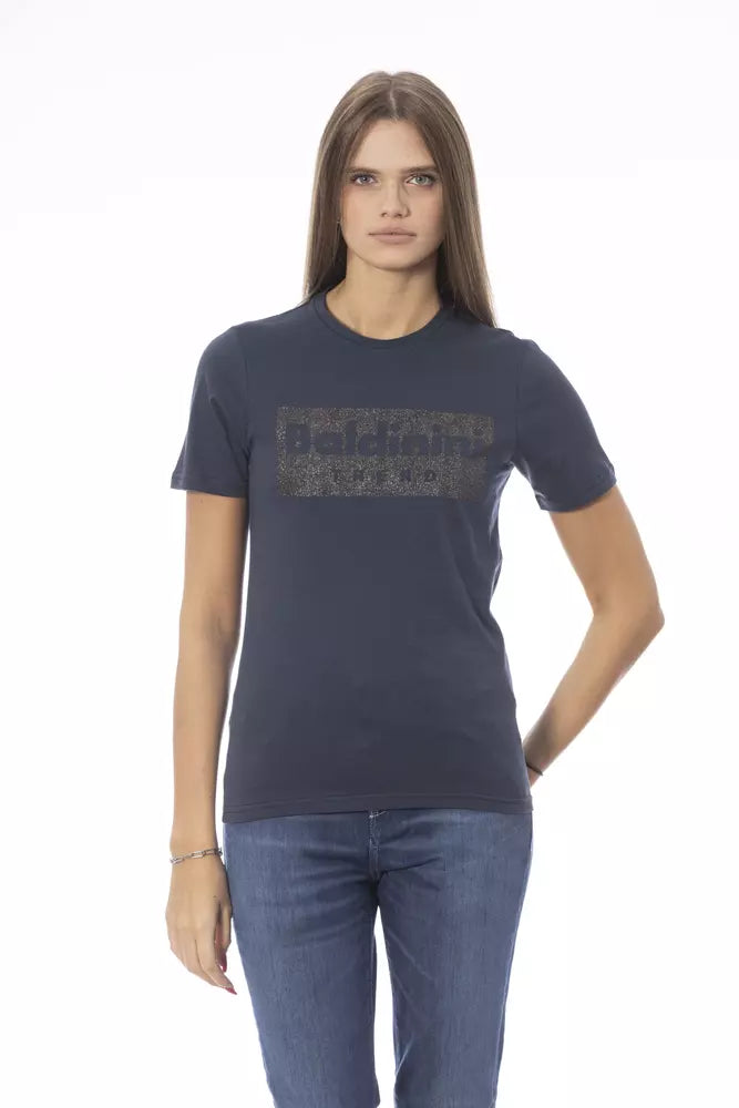 Blaues Baumwoll-T-Shirt für Damen