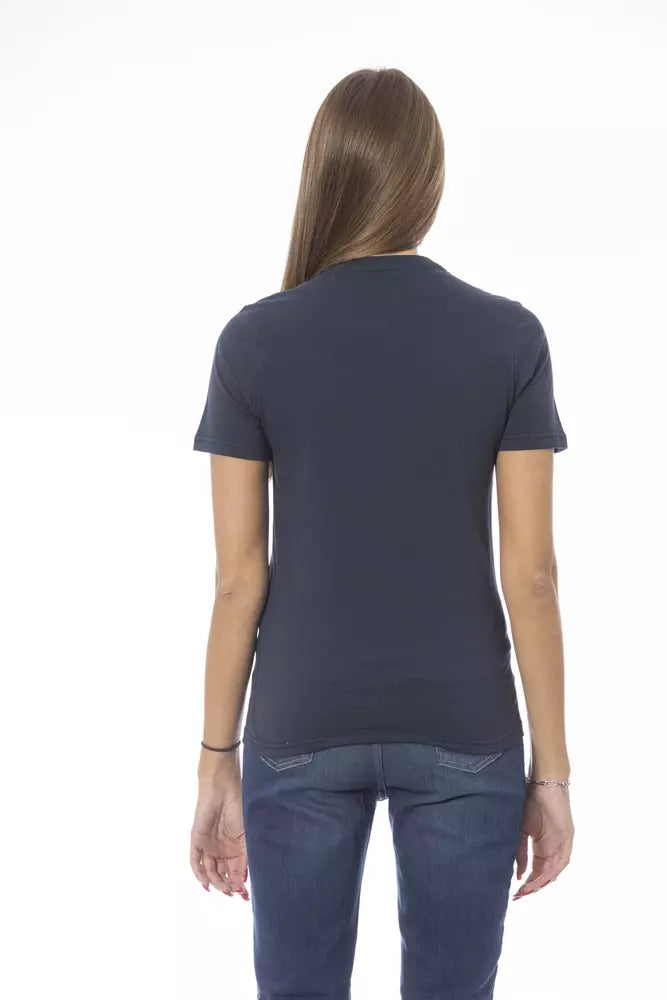 Blaues Baumwoll-T-Shirt für Damen