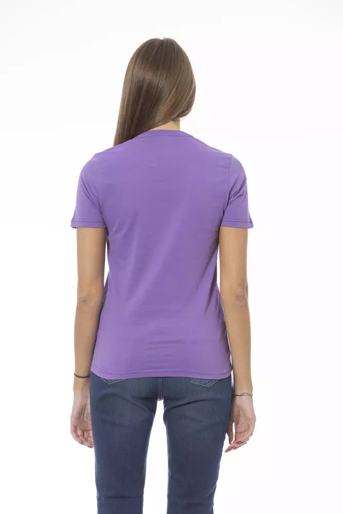 Lila Baumwolle Frauen T-Shirt