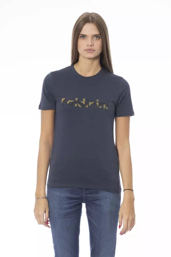 T-Shirt aus blauer Baumwolle für Frauen