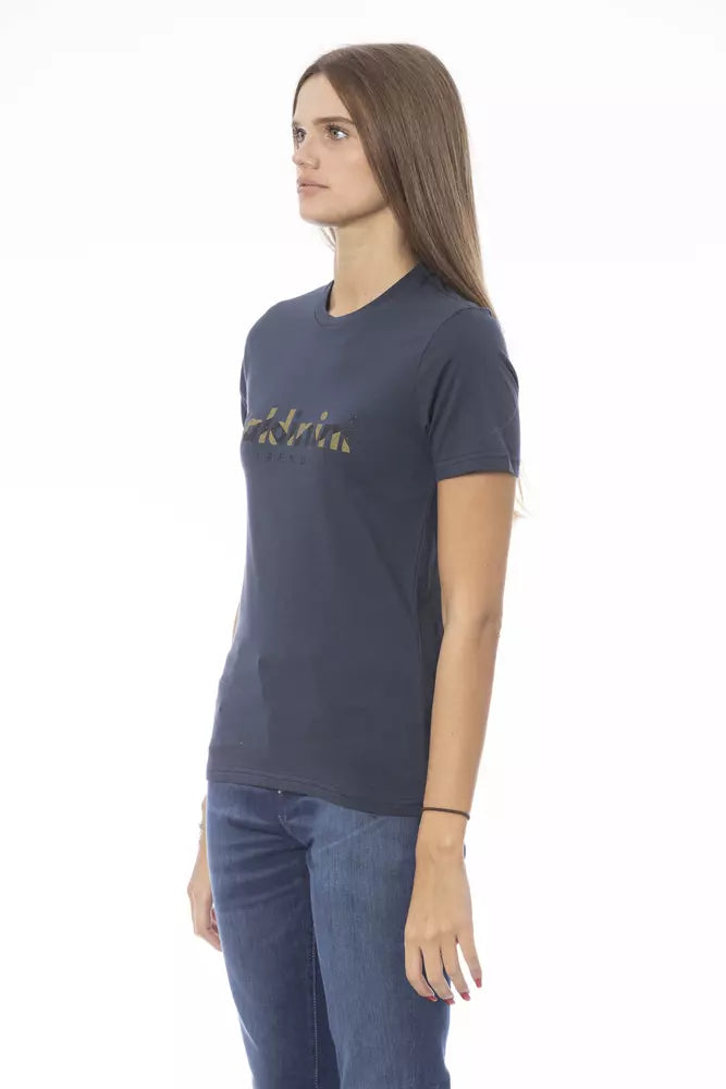 T-Shirt aus blauer Baumwolle für Frauen