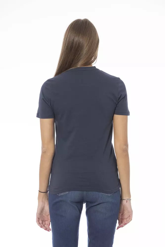 T-Shirt aus blauer Baumwolle für Frauen