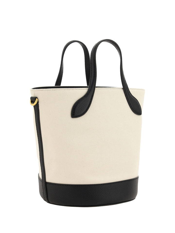 Elegante Monogramm-Eimertasche in Schwarz & Weiß