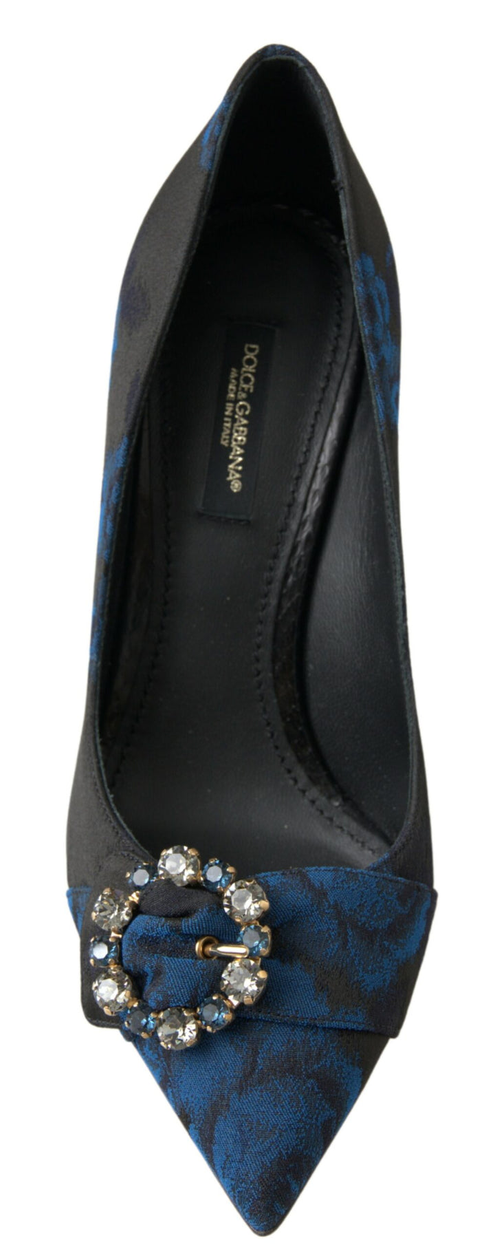 Elegant blue crystal-embellished pumps