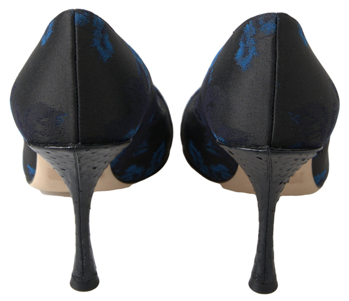Elegant blue crystal-embellished pumps